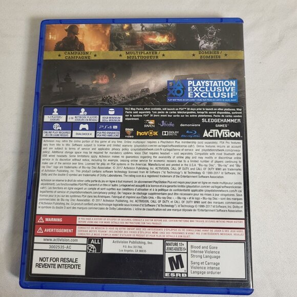Call of Duty WW2 WWII (Sony Playstation 4,2017) PS4 COD Complete CIB - Picture 4 of 9